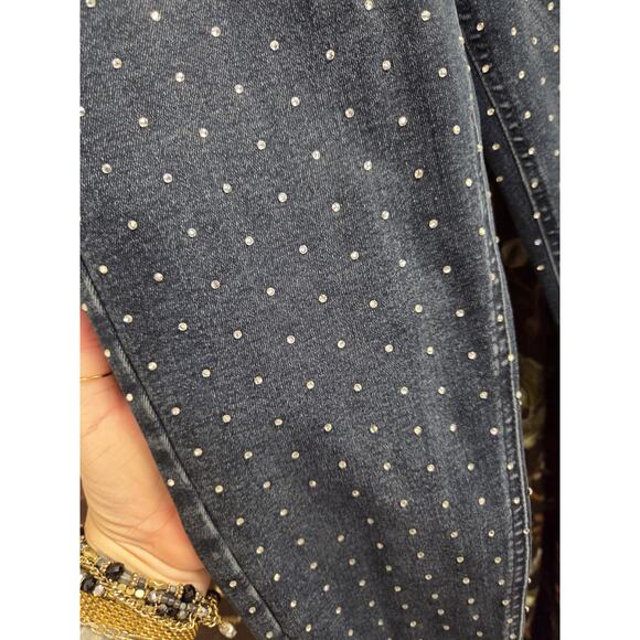 Top Shop Moto Jamie High Rise Skinny Denim Jeans Rhinestone Women Size 28 - Picture 9 of 13